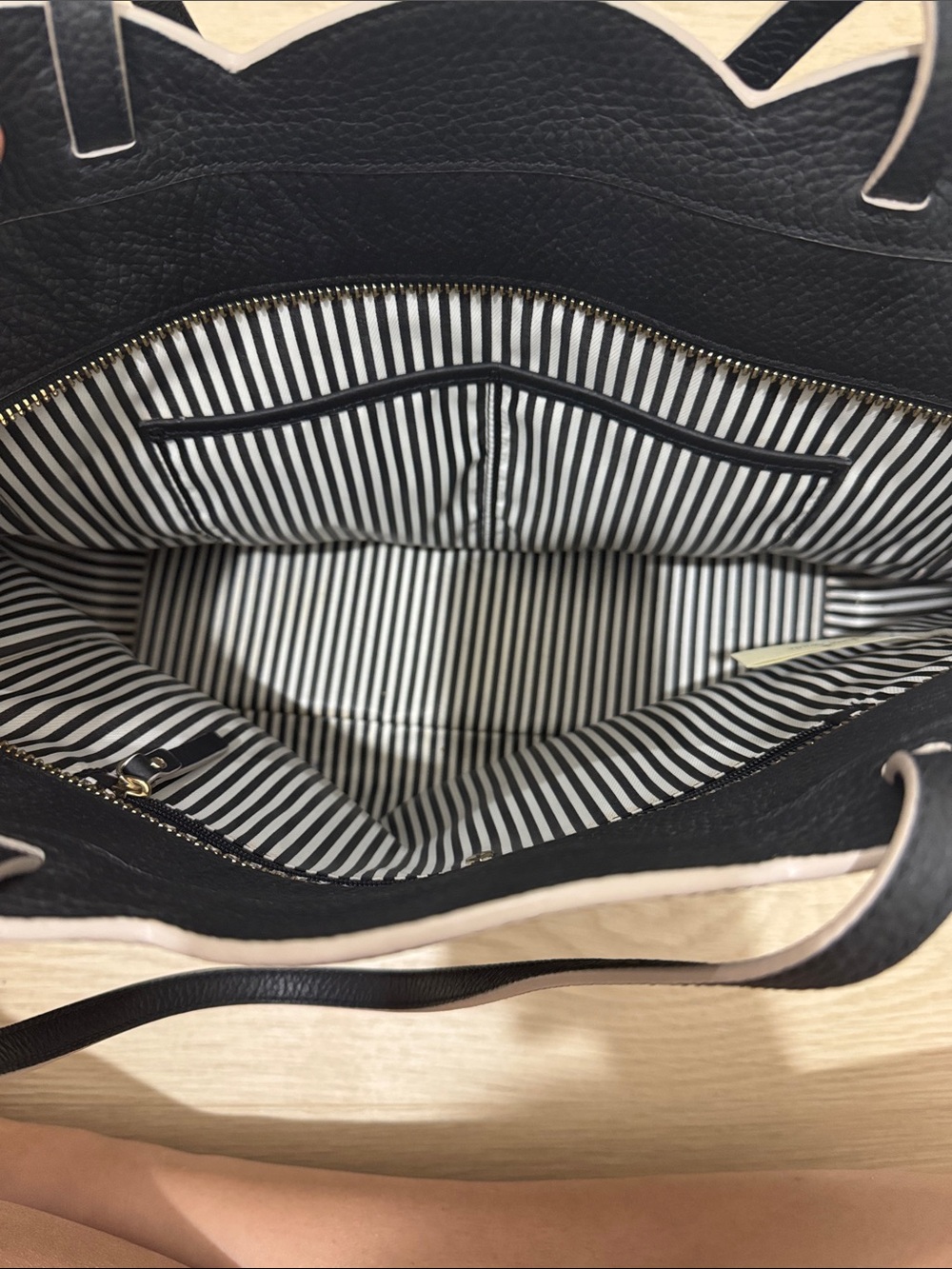 kate spade Black Scalloped-trimmed Pebbled Leather Tote - Picture 10 of 11